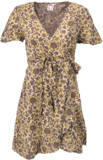 Minikleid Boho chic, Damen Wickelkleid, Blockprint Sommerkeid - t..