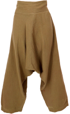 Lange Aladinhose, Boho Wohlf�hlhose mit tiefem Schritt - ockerbra..