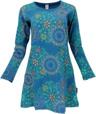 Besticktes Boho chic Minikleid, Tunika mit farbenfrohen Bl�ten - ..