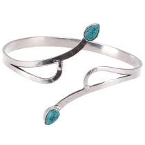 Silberne Armspange aus Messing mit Verzierung - T�rkis/silber 