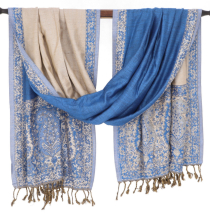 Pashmina Viskose Schal / Stola mit Paisley Muster - blau