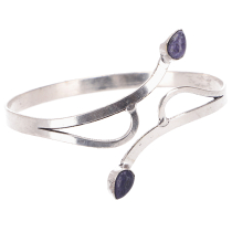 Silberne Armspange aus Messing mit Verzierung - Lapislazuli/silbe..