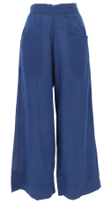 Boho Baumwollhose mit hohem Bund, bequeme Marlenehose - blau