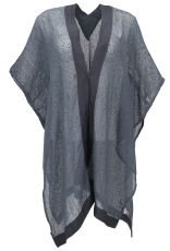 Open boho cardigan, plus size jacket, kimono - gray-blue