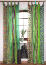 Seidiger Vorhang (1 Stk.) Gardine aus Patchwork Sareestoff, Unika..