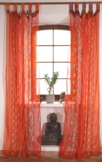 Vorhang 2 St�ck seidige upcycling Gardine aus Patchwork Sareestof..