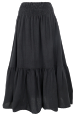 Boho Stufenrock, Maxirock, weiter Sommerrock - schwarz 