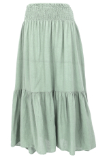 Boho Stufenrock, Maxirock, weiter Sommerrock - salbei