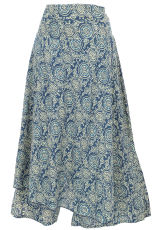 Ethno Hosenrock, Boho Maxirock, nat�rlicher Sommerrock - blau/bei..