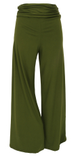 Bequeme Yogahose mit weitem Bein und hohem Bund - gr�n