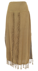Langer Boho Rock, schmaler Sommerrock, Panel Skirt - olivgr�n