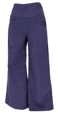 Boho Cord Schlaghose, Feincord Boho Hose, Cordhose - blau