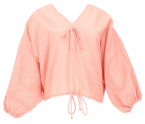 Weites Boho Blusentop mit Pluder�rmeln, Oversize Bluse - lachs