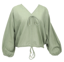 Weites Boho Blusentop mit Pluder�rmeln, Oversize Bluse - dunkles ..