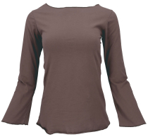 Basic Langarmshirt, Yogashirt mit Trompeten�rmeln - taupe