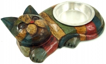 Cat food bowl \`Happy Cat\` - colorful striped