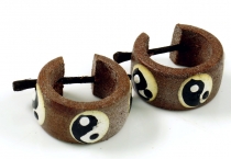 Wooden Creole, Ethno Wooden Earring - Ying Yang