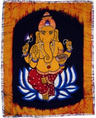 Handgemaltes Batikbild, Wandbehang, Wandbild - Ganesha 53*43 cm