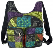 Patchwork backpack, leisure backpack, hippie backpack - black