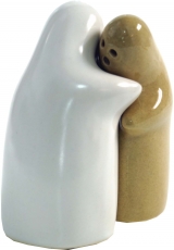 Ceramic pepper and salt shaker `Lovers`- mustard/white