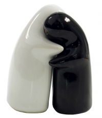 Ceramic pepper and salt shaker `Lovers`- black/white