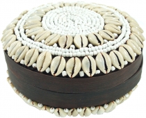 Exotic basket box with Kauri shell, jewelry box in 2 sizes