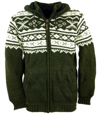 Cardigan with Norwegian pattern, wool jacket, Nepal jacket olive ..