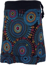 Embroidered mini skirt, boho chic skirt, retro mandala - black/co..