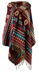 Soft pashmina scarf/stole, shawl - Maya pattern bordeaux red