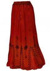 Embroidered boho hippie skirt, Indian maxi skirt - red