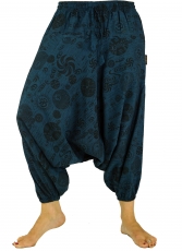 Aladdin pants harem shorts 7/8 length - blue