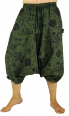 Aladinhose Pluderhose Shorts 7/8 Länge - grün
