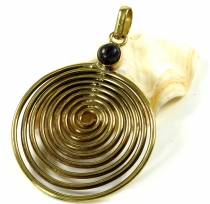 Indian amulet life spiral, pendant made of brass - Labradorite