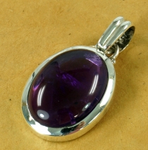 Ethno silver pendant, indian boho chain pendant - amethyst