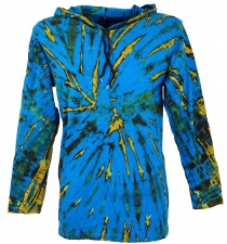 Batik shirt, Goa tie dye long sleeve shirt - turquoise