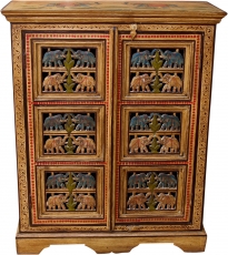 Painted elephant cabinet, side cabinet, chest of drawers with car..