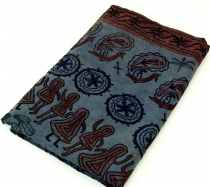 Embroidered Indian bedspread, mandala wall scarf - blue