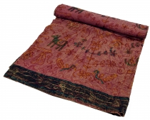 Embroidered Indian bedspread, wall scarf - bordeaux