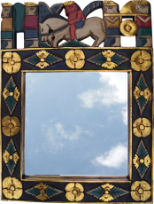 Spiegel mit Schnitzerei - Pferd
