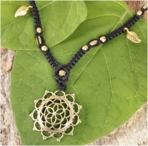Boho macramé necklace, fairy jewelry - Flower of Life Mandala