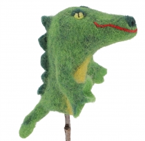 Handmade felt finger puppet - crocodile