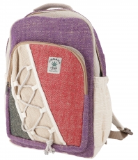 Ethno hemp backpack - nature/purple