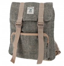 Ethno hemp backpack with buckles - khaki