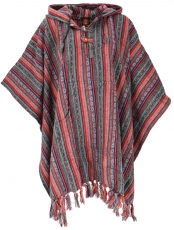 Poncho hippie chic, ethnic poncho, Andean poncho - red/blue