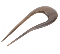 Ethno wood hair clip, boho hair pin, hair fork - dark