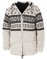 Nordic pattern wool jacket, cardigan light gray/black - model 5