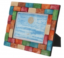 Patchwork coconut picture frame, still frame - colourful