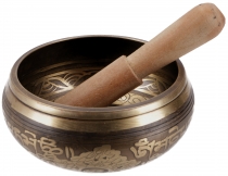 Singing bowl from Nepal, handmade from solid brass with decoratio..