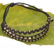 pearl bracelet, macramé bracelet, men`s bracelet - black
