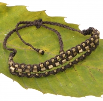 Pearl bracelet, Macramé bracelet, Men`s bracelet - dark brown